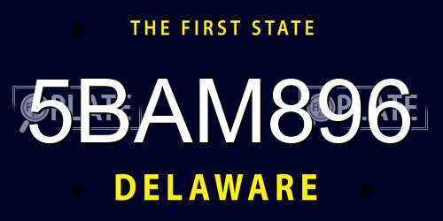 5BAM896 Delaware License Plate