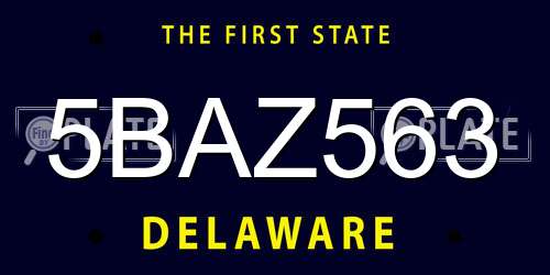 5BAZ563 Delaware License Plate