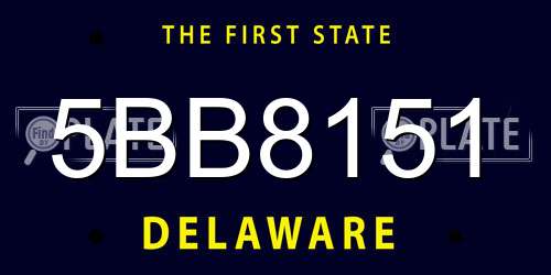 5BB8151 Delaware License Plate