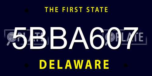 5BBA607 Delaware License Plate