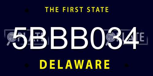 5BBB034 Delaware License Plate