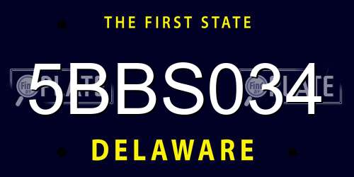 5BBS034 Delaware License Plate