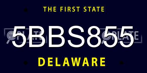 5BBS855 Delaware License Plate