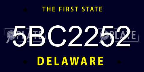 5BC2252 Delaware License Plate