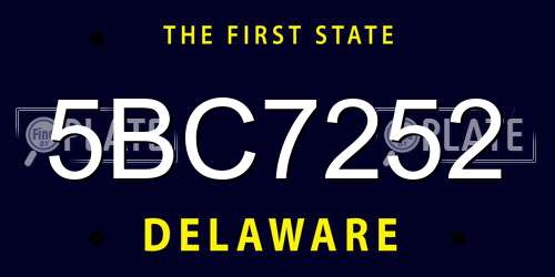 5BC7252 Delaware License Plate