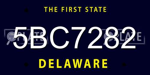 5BC7282 Delaware License Plate