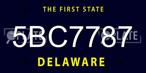 5BC7787 Delaware License Plate