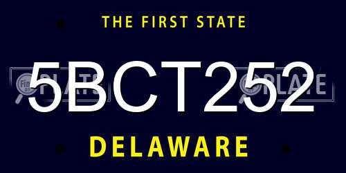 5BCT252 Delaware License Plate