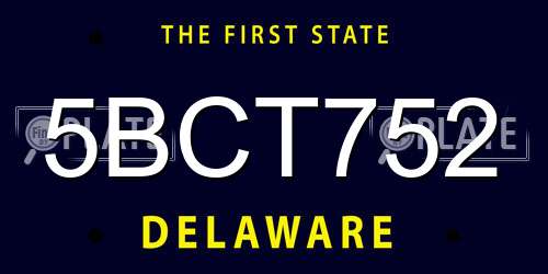 5BCT752 Delaware License Plate