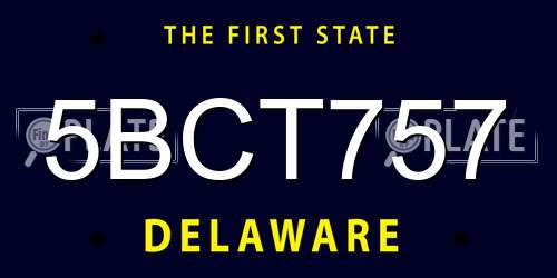5BCT757 Delaware License Plate