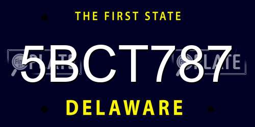 5BCT787 Delaware License Plate