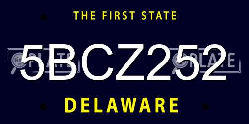 5BCZ252 Delaware License Plate