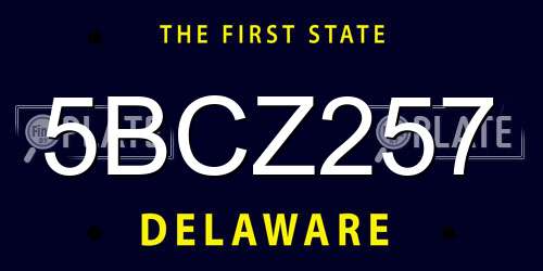 5BCZ257 Delaware License Plate