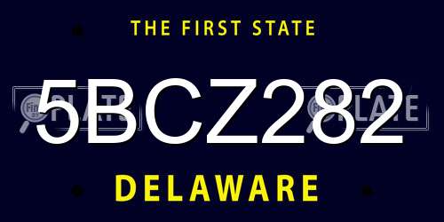 5BCZ282 Delaware License Plate