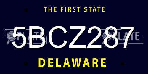 5BCZ287 Delaware License Plate