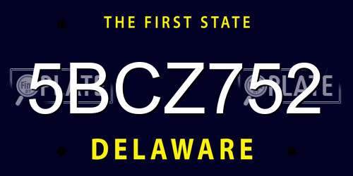 5BCZ752 Delaware License Plate