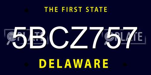5BCZ757 Delaware License Plate