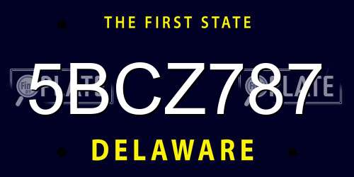 5BCZ787 Delaware License Plate