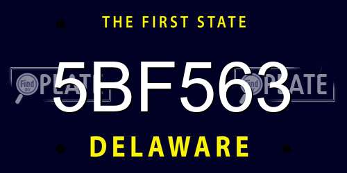 5BF563 Delaware License Plate