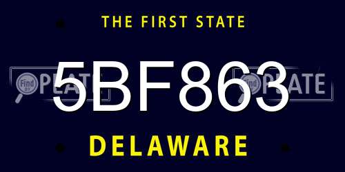 5BF863 Delaware License Plate