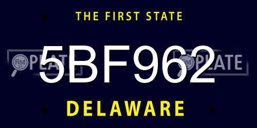 5BF962 Delaware License Plate