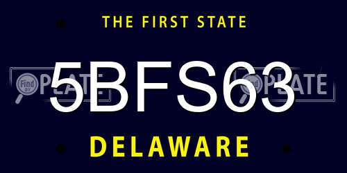 5BFS63 Delaware License Plate