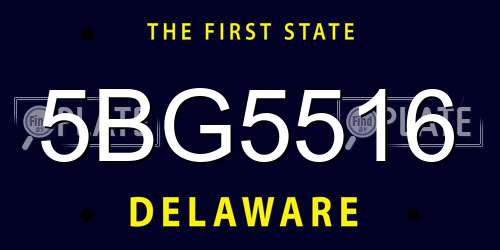 5BG5516 Delaware License Plate