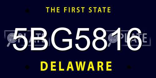 5BG5816 Delaware License Plate