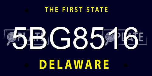 5BG8516 Delaware License Plate