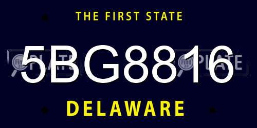 5BG8816 Delaware License Plate