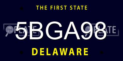 5BGA98 Delaware License Plate