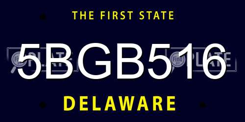 5BGB516 Delaware License Plate