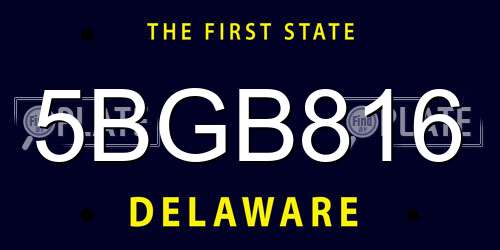 5BGB816 Delaware License Plate