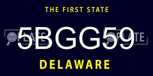 5BGG59 Delaware License Plate