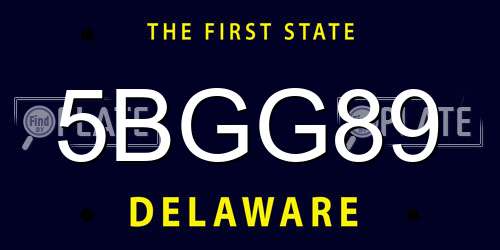 5BGG89 Delaware License Plate