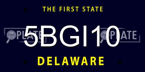 5BGI10 Delaware License Plate
