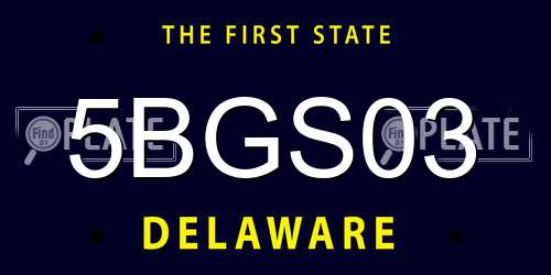 5BGS03 Delaware License Plate