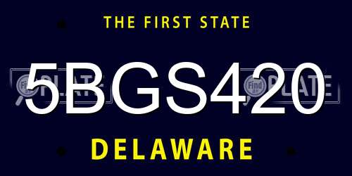 5BGS420 Delaware License Plate