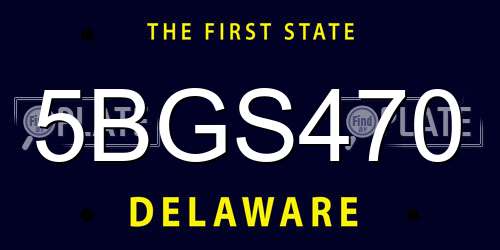 5BGS470 Delaware License Plate