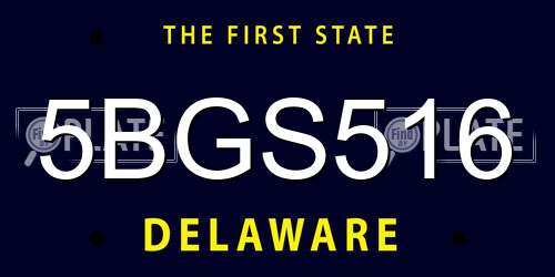 5BGS516 Delaware License Plate
