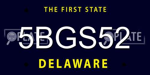5BGS52 Delaware License Plate