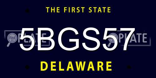 5BGS57 Delaware License Plate