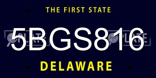 5BGS816 Delaware License Plate