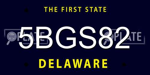 5BGS82 Delaware License Plate