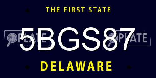5BGS87 Delaware License Plate