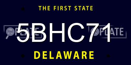 5BHC71 Delaware License Plate