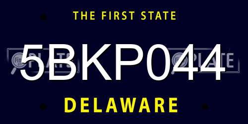 5BKP044 Delaware License Plate