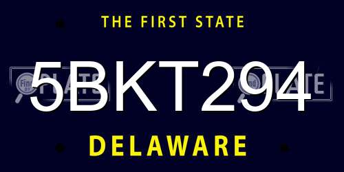 5BKT294 Delaware License Plate