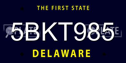 5BKT985 Delaware License Plate