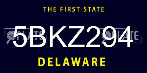 5BKZ294 Delaware License Plate